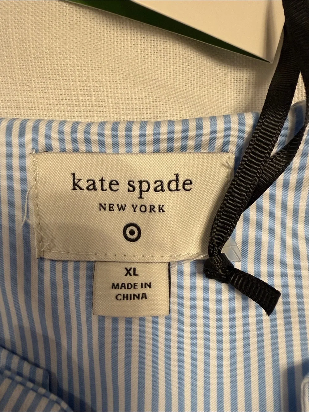 kate spade Blue & White Pinstripe Puff Sleeve Top with Front Bows XL